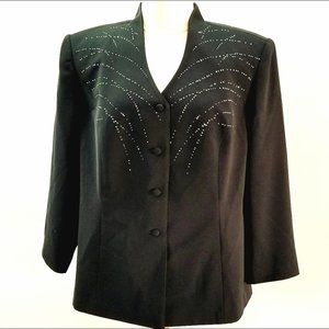 Solini Black Rhinestone Jacket Evening Wear XL 16